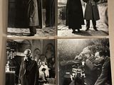 quatre photos en noir et blanc représentant un homme en manteau et un homme coiffé d'un chapeau