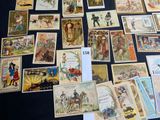 a lot of old postcards that are on the table