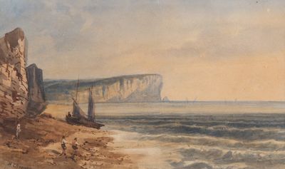 une image représentant un tableau d'une plage avec des bateaux sur l'eau