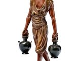 statue en bronze représentant une femme tenant deux pots et une cruche
