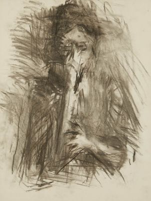une image représentant le dessin d'un homme tenant une pipe à la main