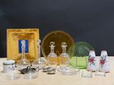 a table with a lot of glass items on it