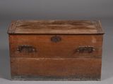 an old wooden chest with two drawers and two handles