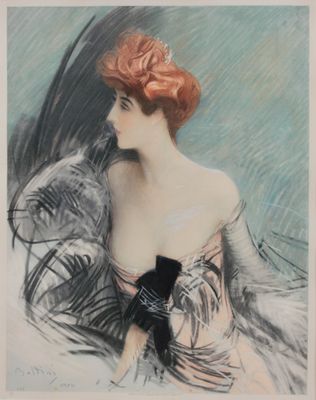 painting of a woman in a dress with a cat on her lap