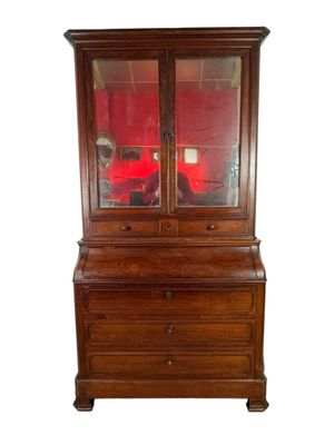 BUREAU SCRIBAN en acajou et placage d'acajou, partie haute à…