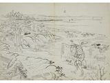 an image of a drawing of a man and a woman on a beach