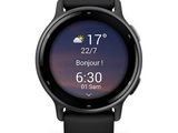 a close up of a smart watch on a white background
