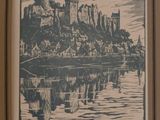 an image of a picture of a castle on a hill by the water