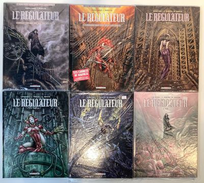 the covers of the books are lined up on a table