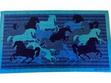 blue and black horse rug on white background with blue border