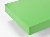 lime green box on a white surface with a white background