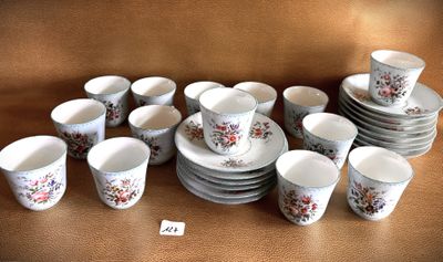 a lot of cups and saucers on the table