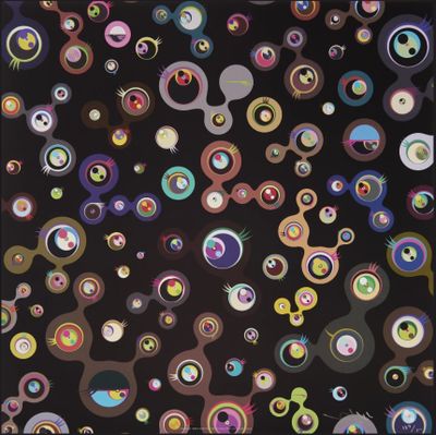 une image représentant un fond noir parsemé de nombreux cercles de différentes couleurs