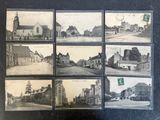 several old black and white photographs of old buildings and a church