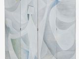 a white room divider with a painting on the top of it