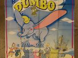 walt ' s dumbo movie poster with dumbo flying in the sky