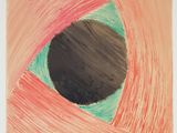 an image of a drawing of a black hole in a pink and green piece of paper