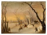 an image of a painting of people playing in the snow