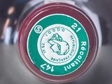a close up of a wine bottle with a label on it