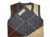 the vest is made of wool and has a patchwork design