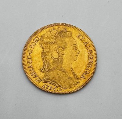 Monnaie étrangère Brésil 6400 Reis Or 14,2 g Marie Ière 1796 frappé à  - Photo 1