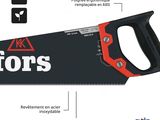 a black and red hand saw on a white background