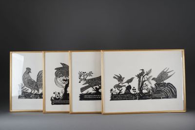 [ORNITOLOGIE] RARE ENSEMBLE DE DECOUPIS ou CANIVETS en papie…