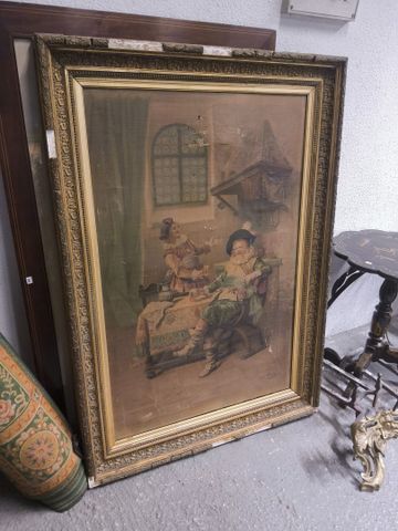 Cesare Augusto Detti (1847-1914) d’après. Scène de taverne. Huile...