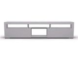 an image of a white tv stand with two drawers