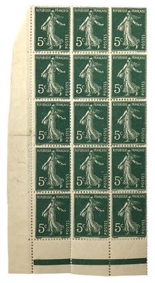 Timbre-Poste - France - ** - Semeuse N° 137, Bloc DE 15 Rect…