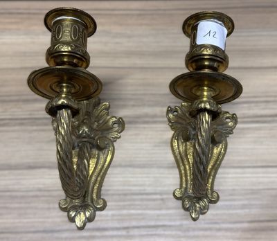 2 Portes bougie mural en laiton h 12 cm
