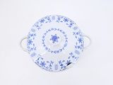 a picture of a blue and white bowl on a white surface