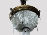 a chandelier hanging from the ceiling in the room