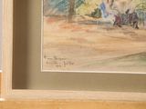 a picture of a painting of a man and a woman sitting on a bench