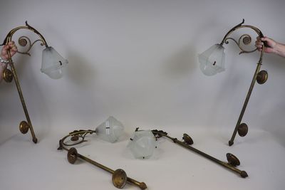 two lamps that are sitting on a white table