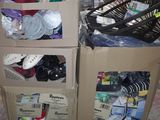 a carton of shoes and other items in a warehouse