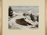 an image of a painting of a bear in the snow