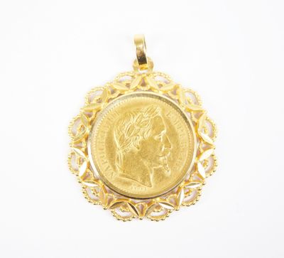 a close up of a gold coin on a white background