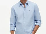 chemise en coton pour homme, coupe ajustée, bleu clair