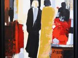 peinture abstraite représentant un groupe de personnes marchant dans une rue