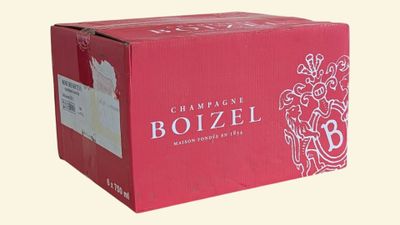 the box is red and has a white design on it