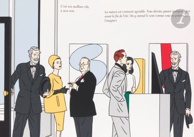 cartoon of a group of people standing in front of a television screen