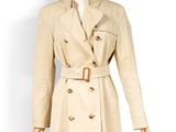 un trench-coat beige sur un mannequin, devant un fond blanc