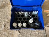a blue box that has a bunch of bottles inside of it