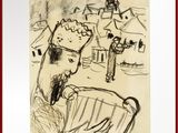 un dessin représentant un homme assis sur un banc