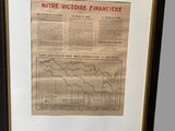 an old newspaper is hanging on the wall with a black frame