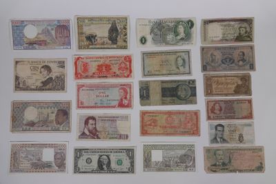 LOT DE 20 BILLETS ANCIENS : - 100 pesetas 1965