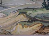 a picture of a painting of a landscape with trees in the background