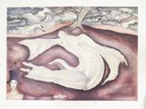 une photo d'un tableau représentant une femme allongée par terre