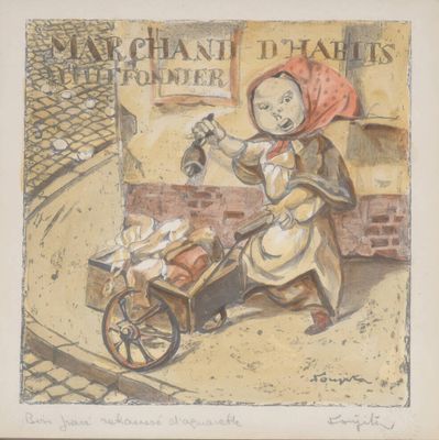 tableau représentant une femme poussant un landau